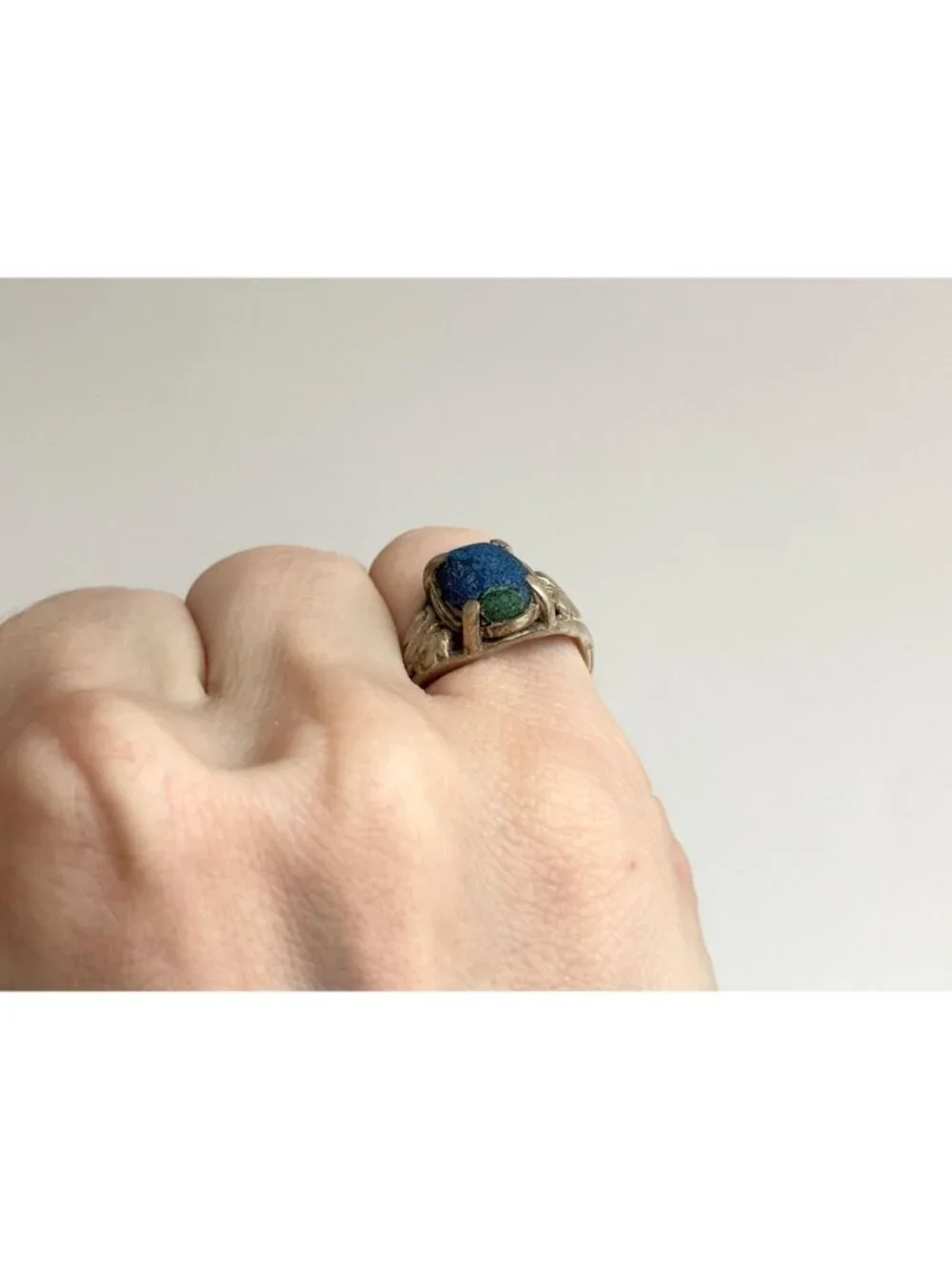 Lapis Lazuli Oval Cabochon Southwest Sterling Silver 925 Vintage Ring - sz 5.5